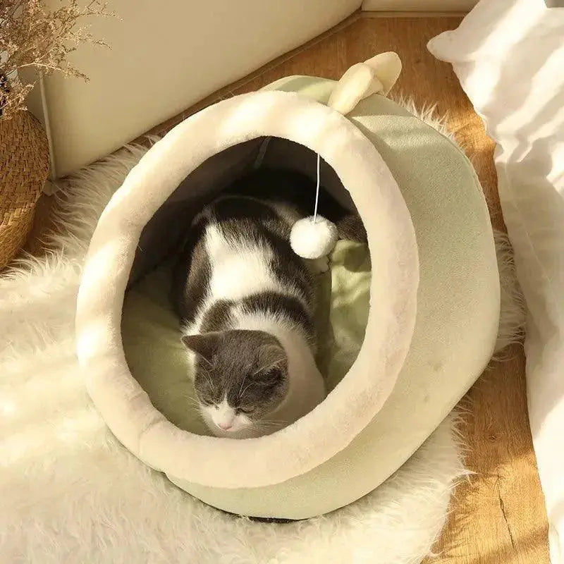 Sweet Cozy Cat Bed Lounger House Tent Washable Mat For Cats