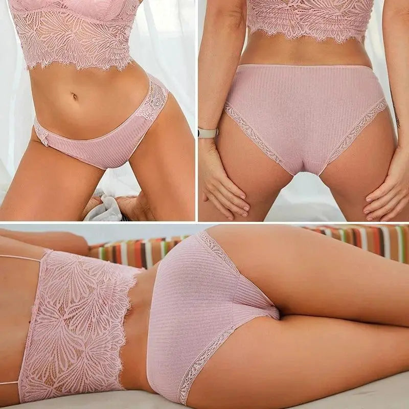 Floral Lace Panties Set Elegant Comfortable Lingerie