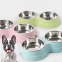 Stylish Double Pet Bowls Stainless Steel Feeder for Small Dogs