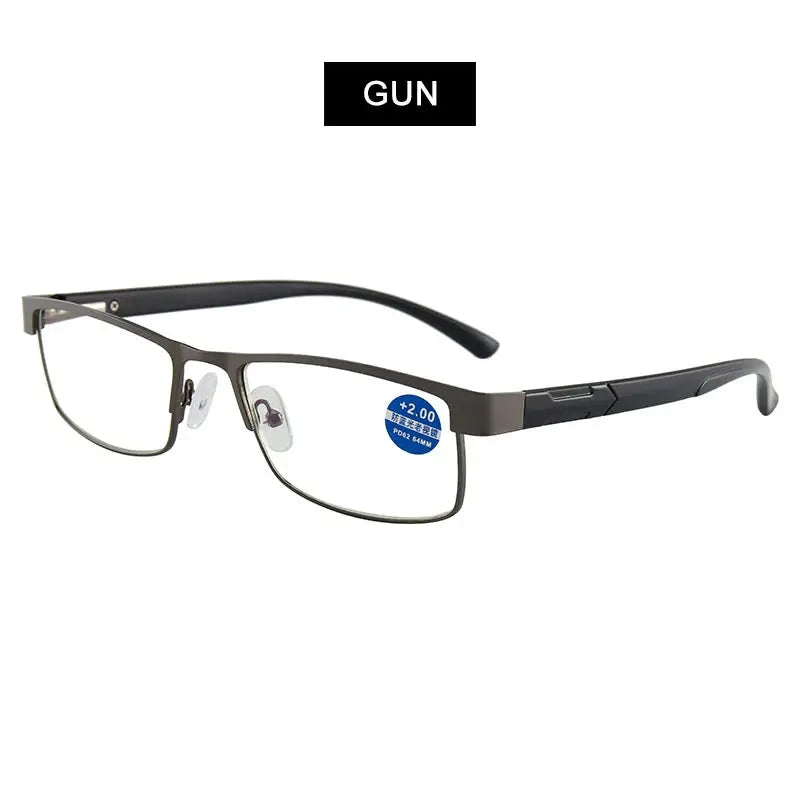 Stainless Steel Reading Glasses Men Business Presbyopic Glasses Male Anti Blue Light Eyeglasses +1.0 1.5 2.0 2.5 3 3.5 4.0