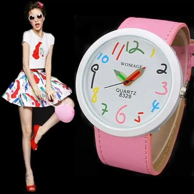 Cartoon Design Girls Wristwatch Multicolor Stainless Steel