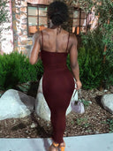 Summer Chic Solid Color Bodycon Dress Elegant Style Fit