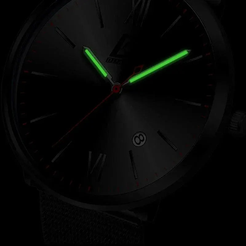 Luxury Mesh Belt Watch Mens Timepiece Leather Calendar