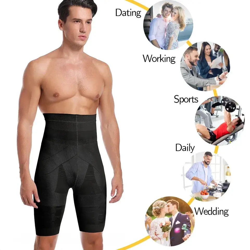 Mens Slimming Tummy Control Shapewear Shorts High Waist