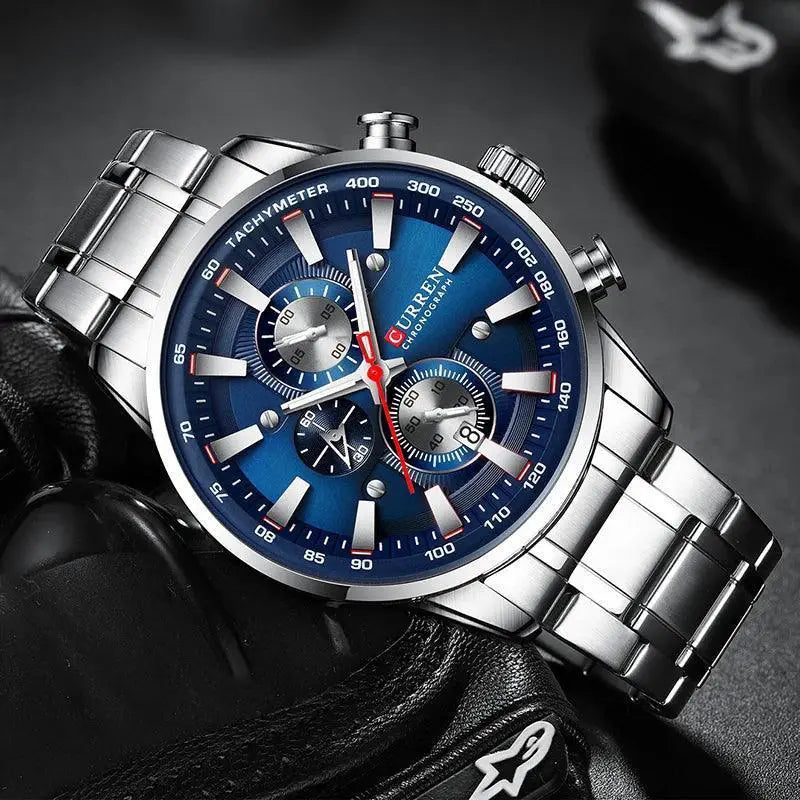 Curren Chronograph Watch Stainless Steel Waterproof Sport