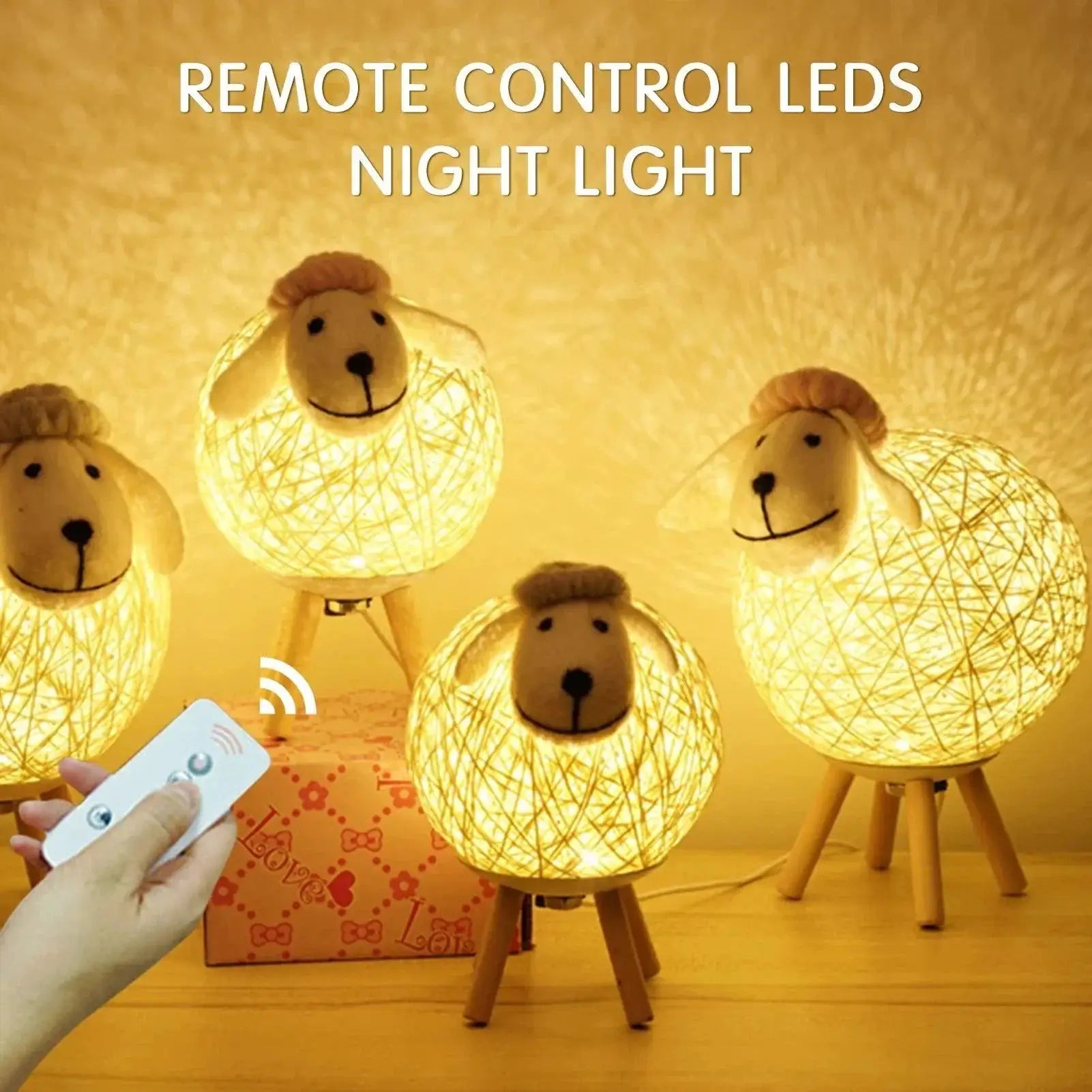 Dimming LED Night Light for Kids Cute Sheep Remote Lamp