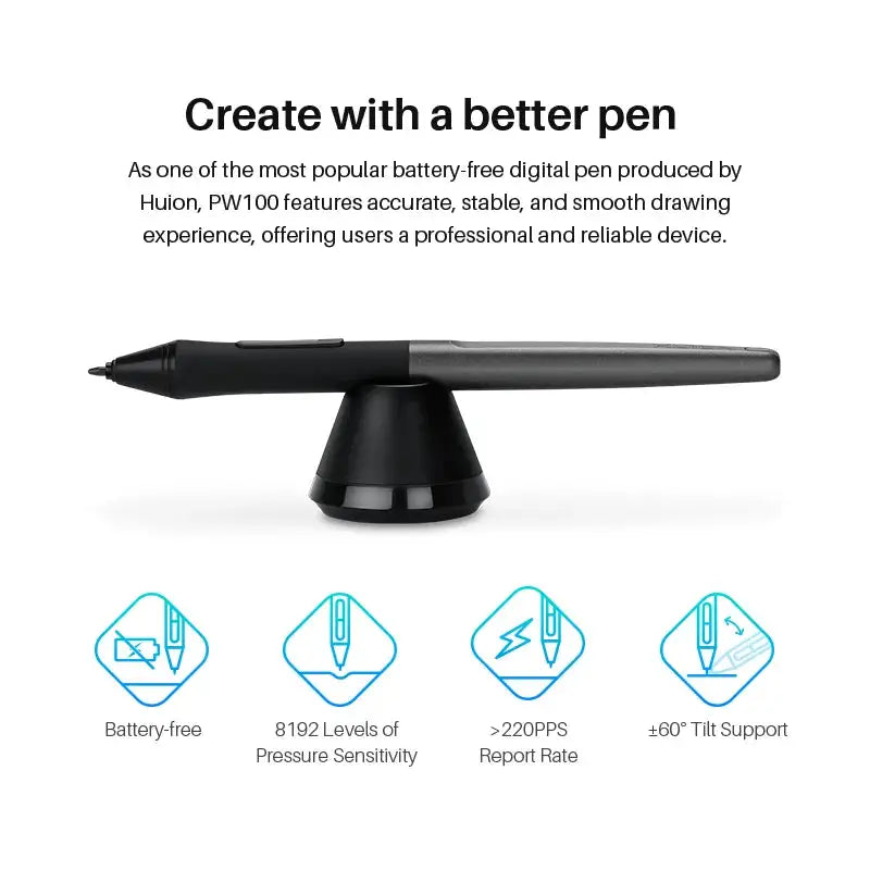 Huion H580X Graphics Tablet Digital Battery-Free Pen Drawing Tablets Signature Pad Linux MacOS PC Android Device Connectivity