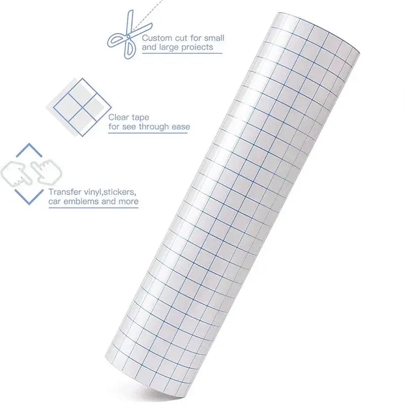 HTVRONT 12x60 Clear Transfer Tape Blue Grid Roll Premium