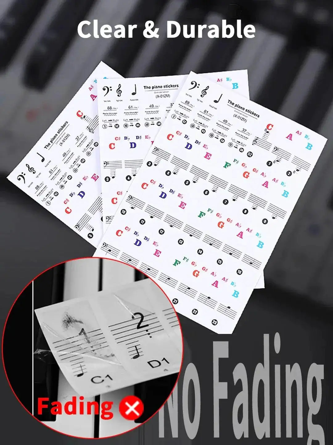Music Note Stickers For Piano Keyboard 88 Keys Sticker Set