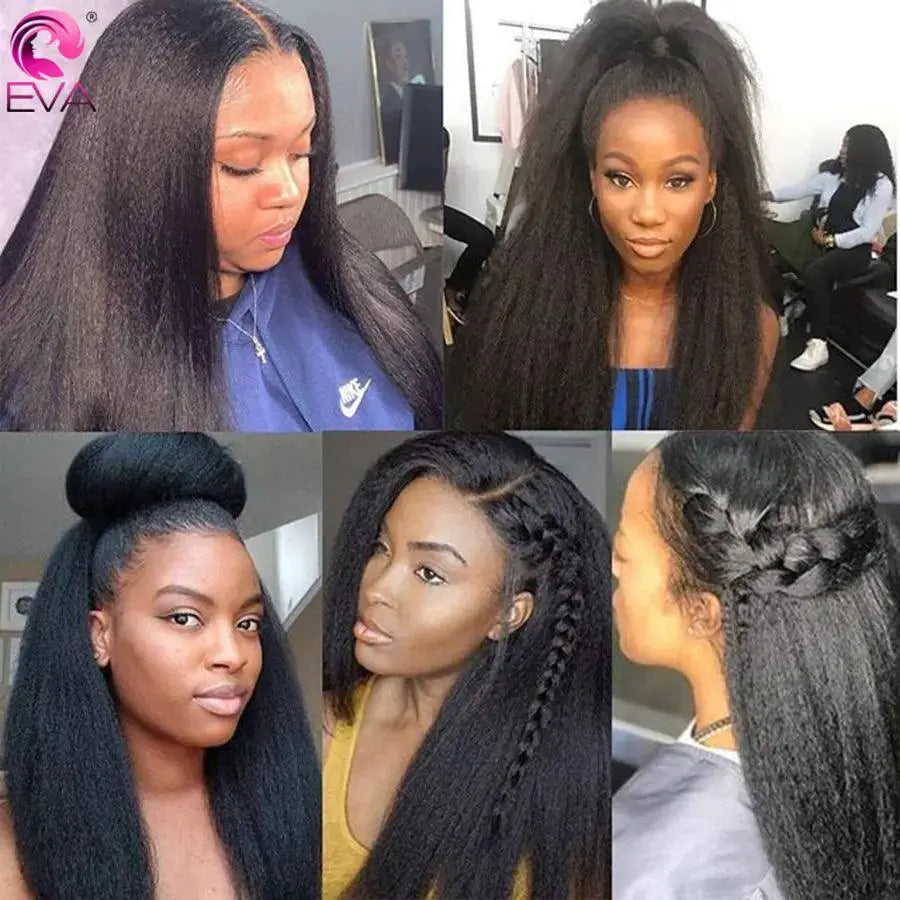 Eva Hair Kinky Straight Lace Wig 360 Full Lace Human Hair