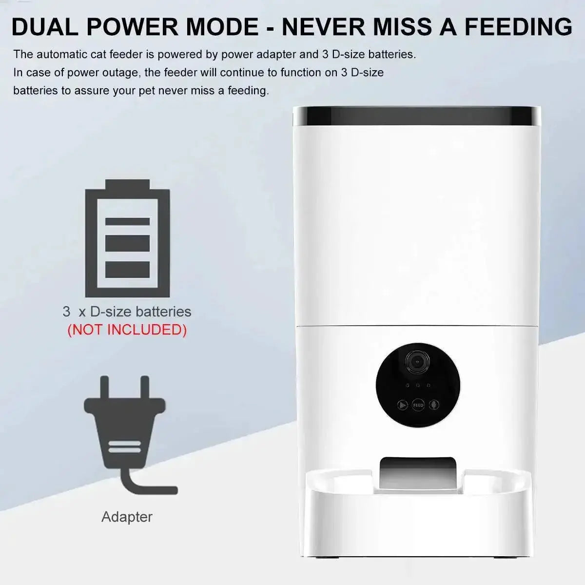Smart Pet Feeder With HD Camera App Control Large Capacity