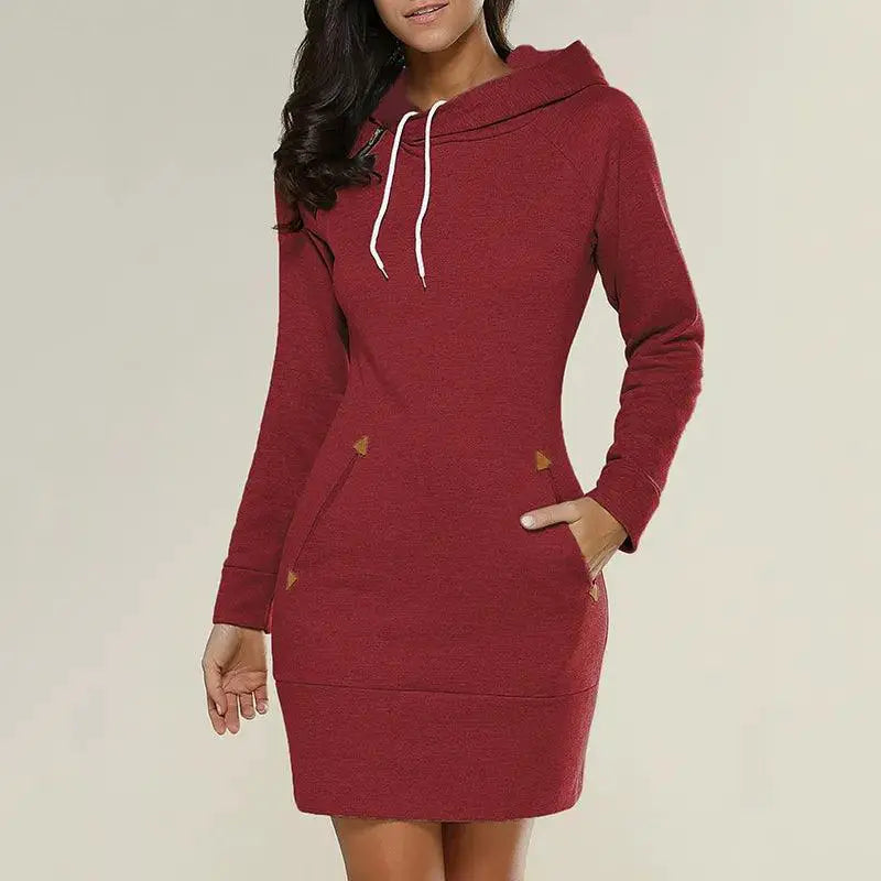 Women's Hooded Sweatshirt Dress For Sporty Outings