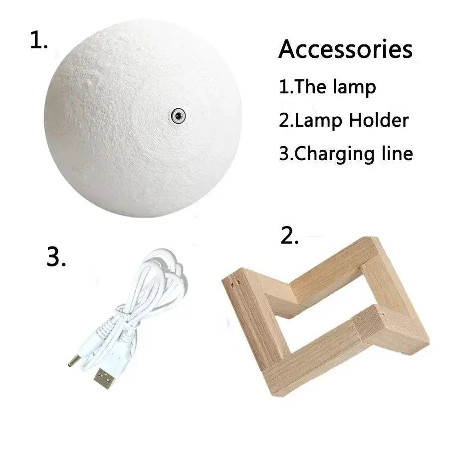 Rechargeable 3D Moon Lamp With LED Touch Control Night Light