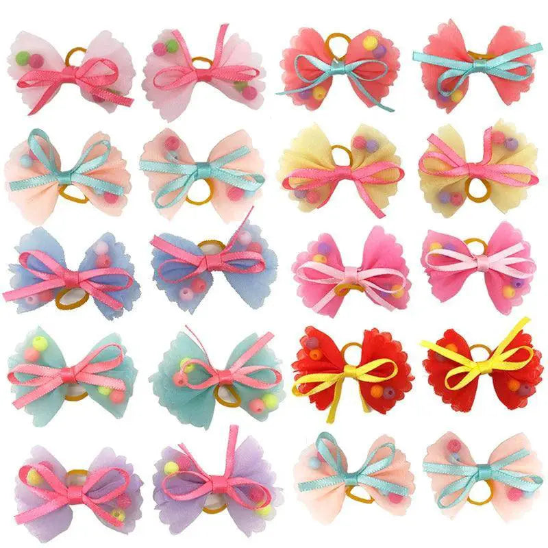 Cute Dog Hair Bows and Balls Set for Pet Grooming Fun