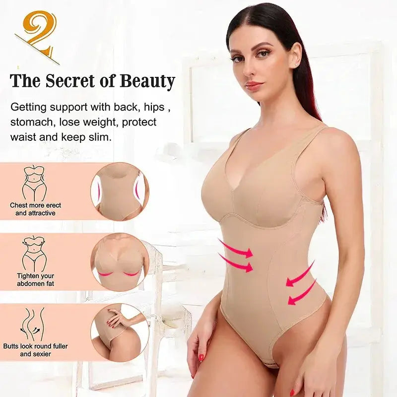 Women's Body Shaper Bodysuit With Padded Bra Support
