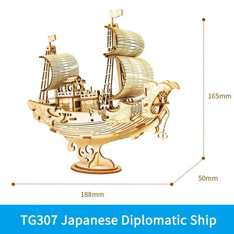 Robotime 3D Wooden Puzzle Boat And Ship Model Toys For Kids