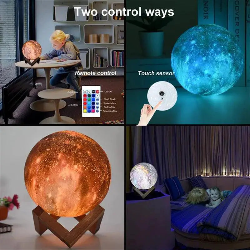 3D Moon Light Lamp With Remote Control For Kids Night Light
