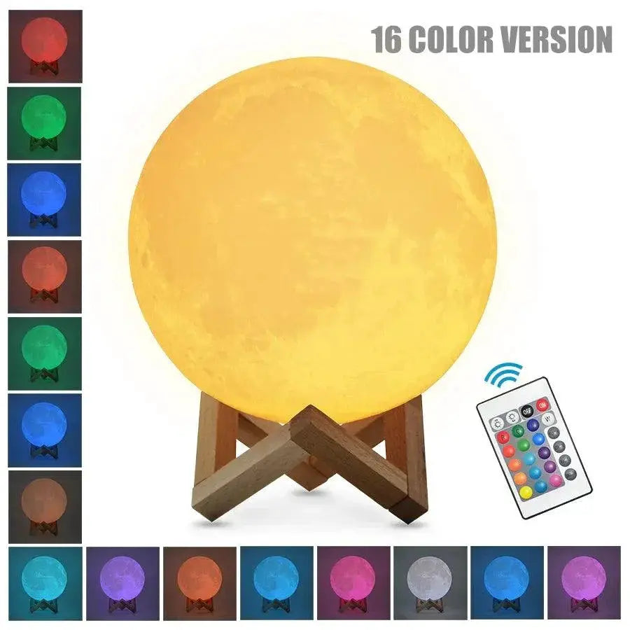 Rechargeable 3D Moon Lamp With LED Touch Control Night Light