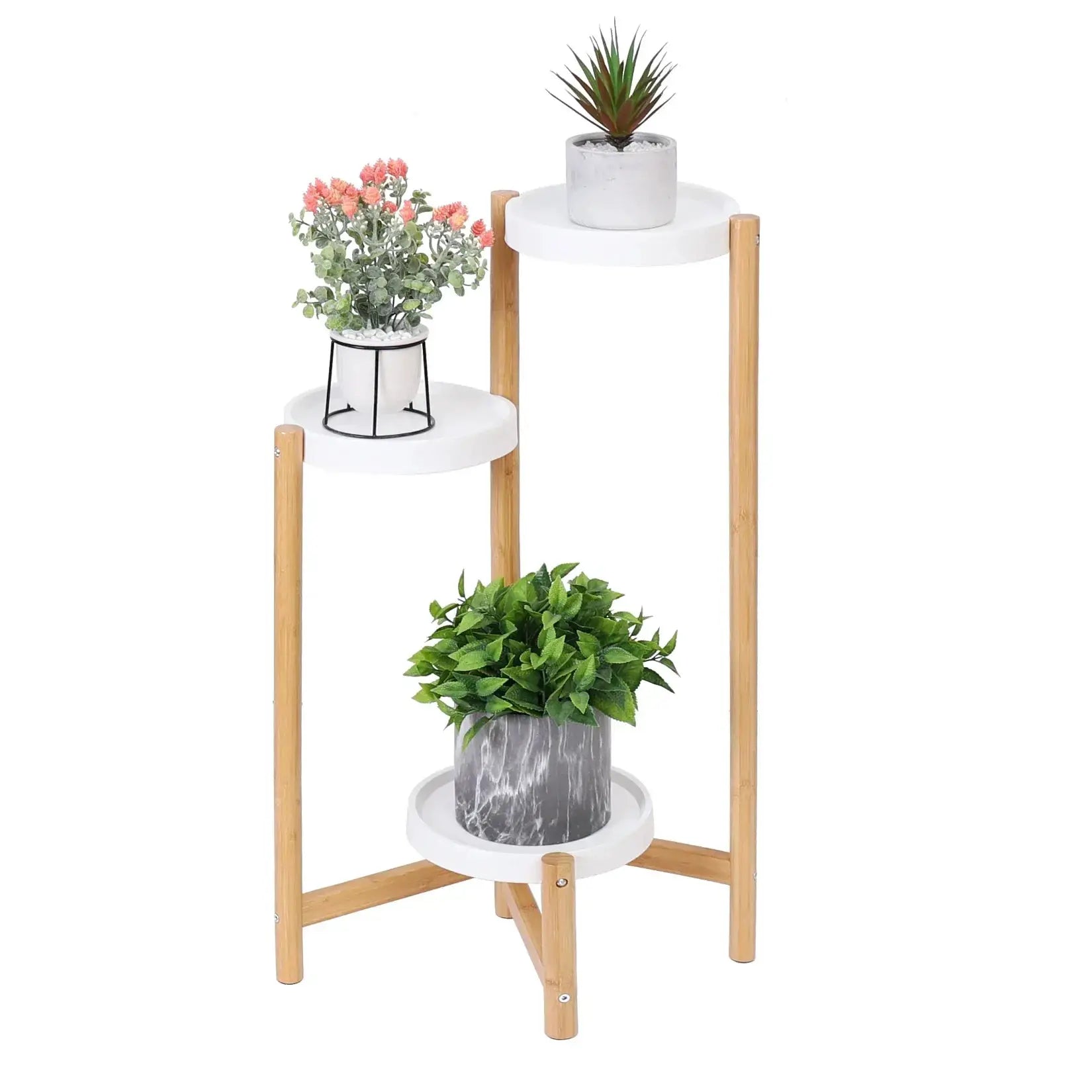Bamboo Indoor 3 Tier Tall Corner Plant Stand Holder