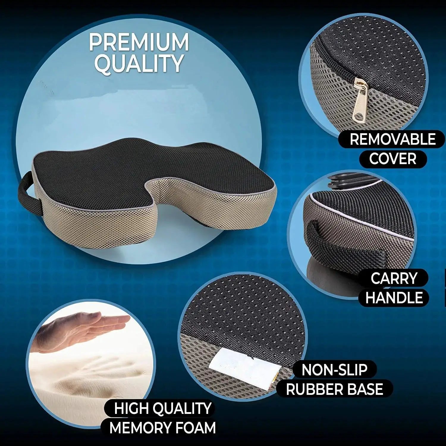 Ergonomic Memory Foam Coccyx Seat Cushion For Pain Relief