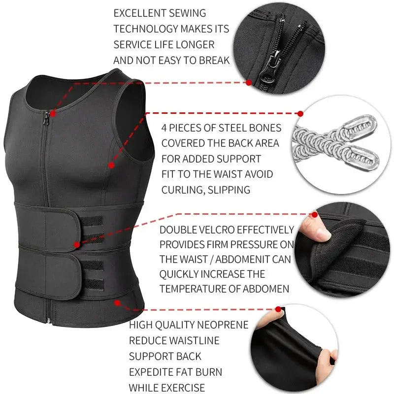 Mens Sauna Vest Fat Burning Slimming Waist Trainer