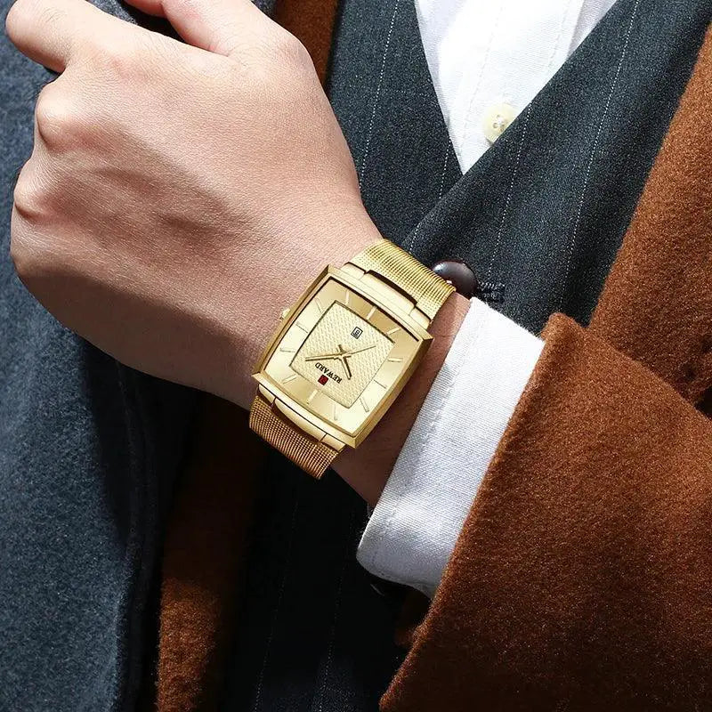 Gold Quartz Mens Watch Waterproof Luxury Timepiece