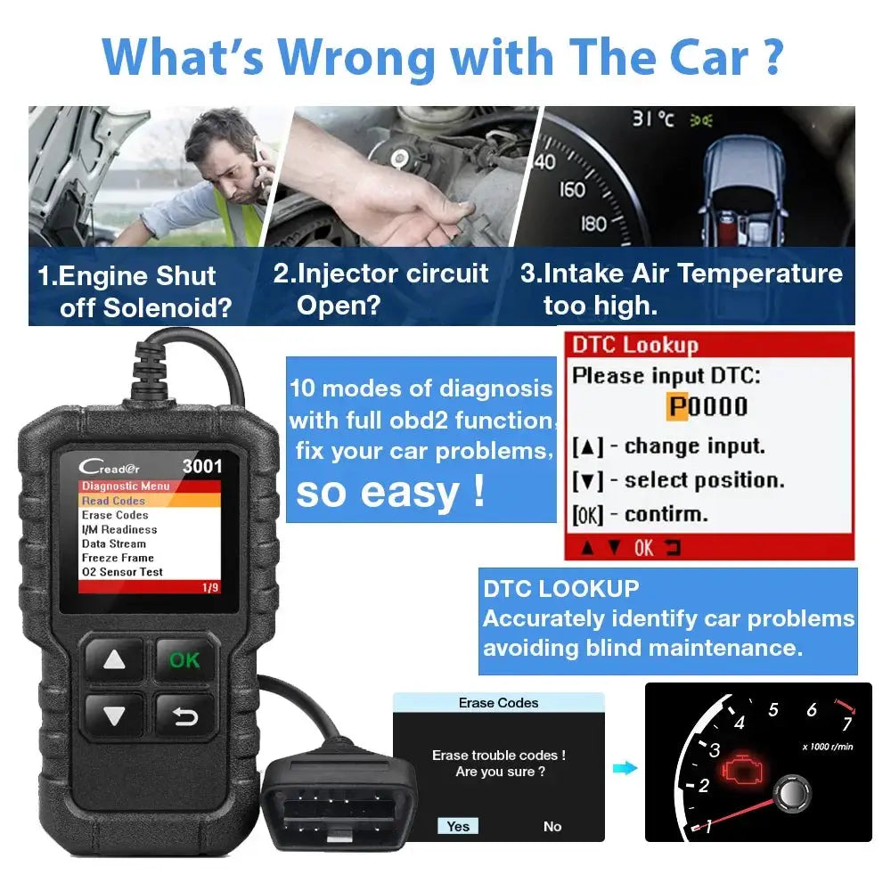 Launch X431 CR3001 OBD2 Scanner for Car Diagnostics