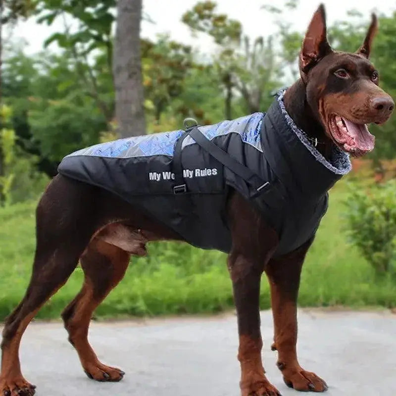 Waterproof Dog Vest Jacket With Fur Collar For Large Breeds