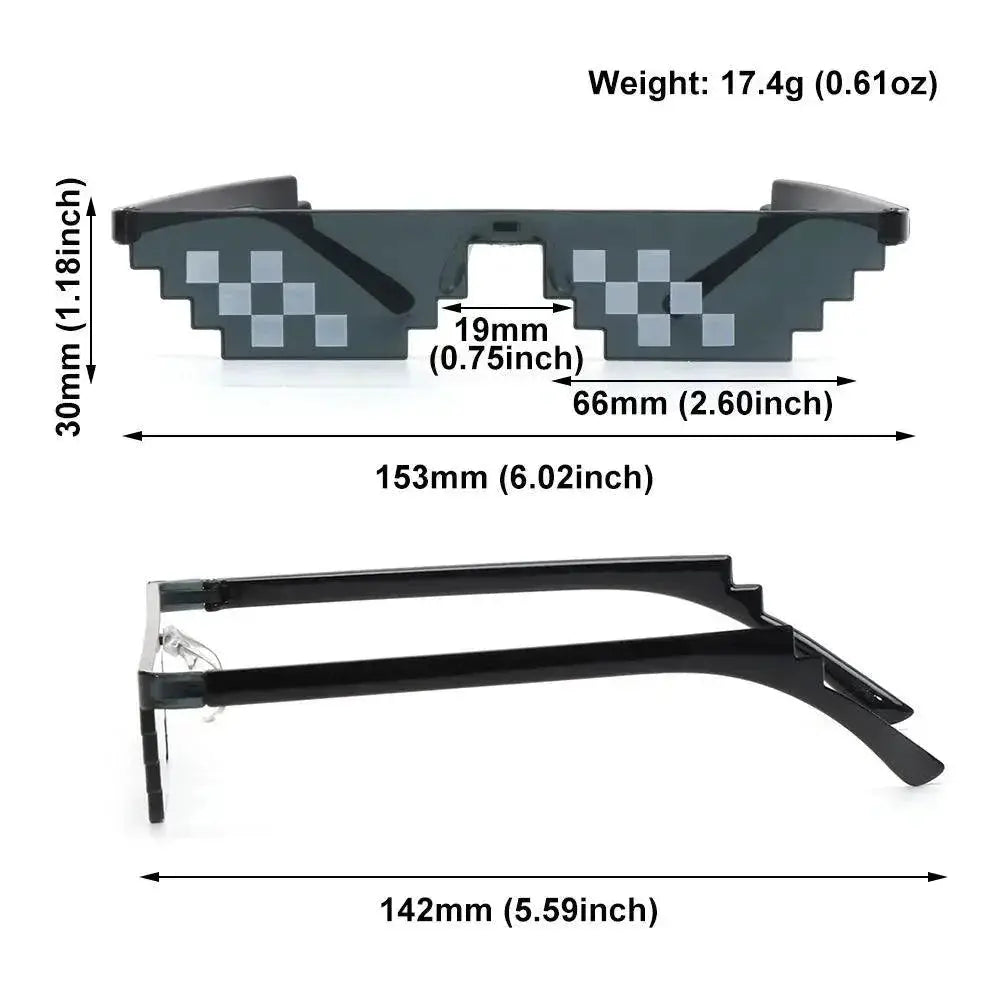 Funny Pixelated Mosaic Sunglasses for Gamers Shades