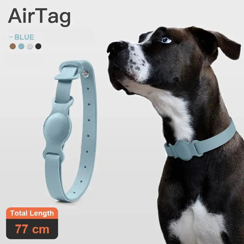 Premium Leather Pet Collar With Apple AirTag Tracker