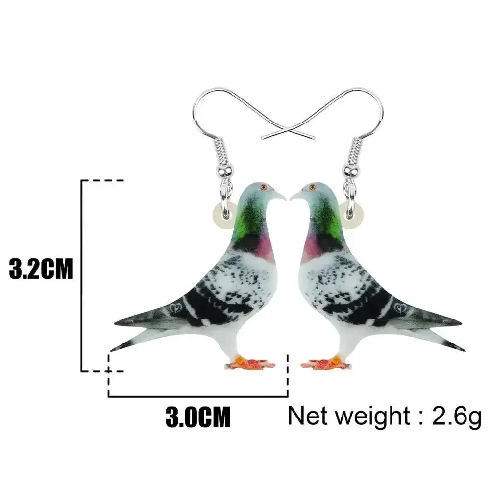 Delicate Whimsical Pigeon Bird Earrings by Hunter Wu