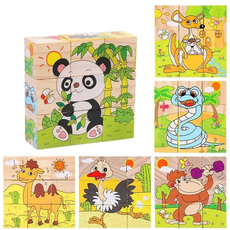 Wooden Blocks Puzzle Game Animal Fruit Traffic Theme Toy