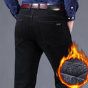 Winter Men Black Blue Straight Stretch Denim Pants Sale