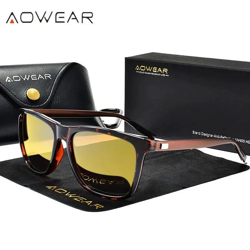Mens Polarized Night Vision Driving Glasses AOWEAR