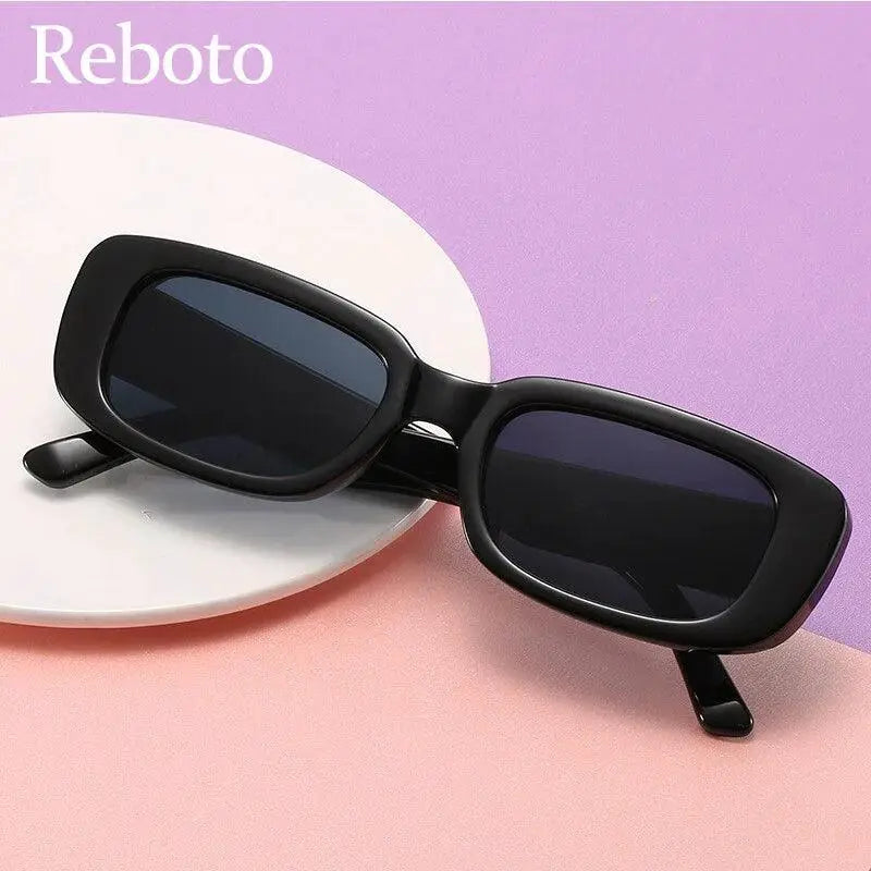 Chic Retro White Rectangular Womens Sunglasses UV Protection