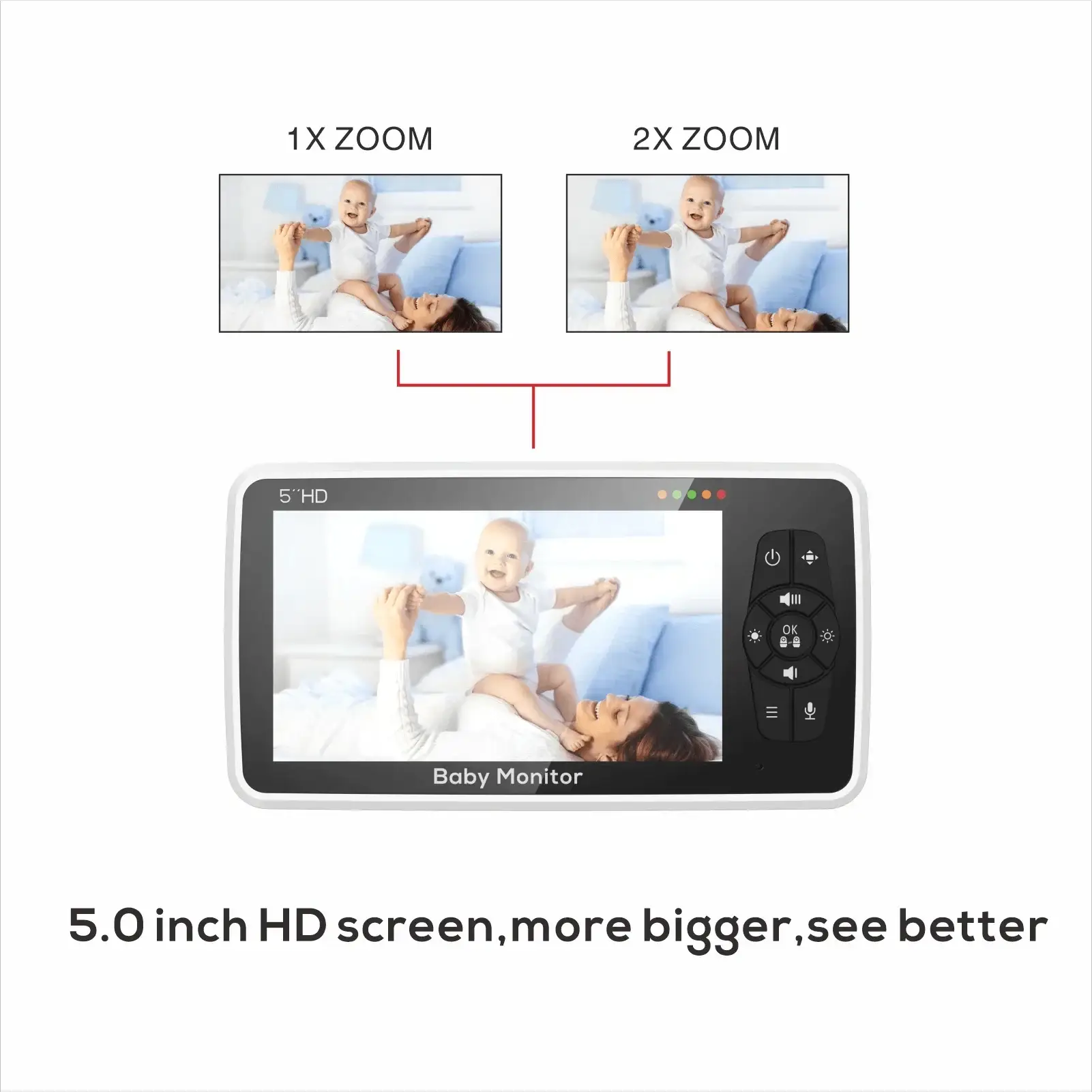 5 Inch HD Video Baby Monitor With Dual Cameras And Lullabies