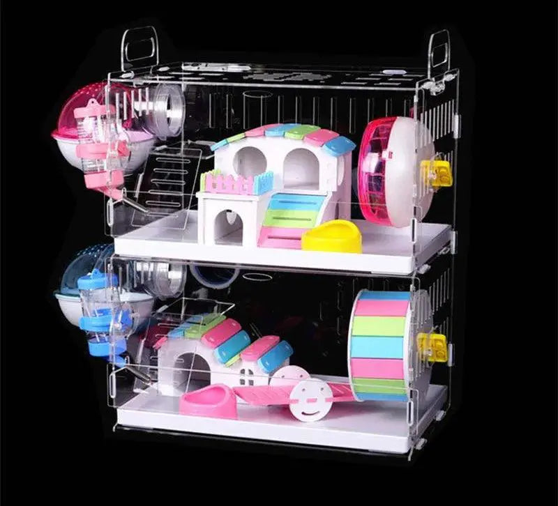 Acrylic Hamster Cage With Villa And Pipes Spacious Living