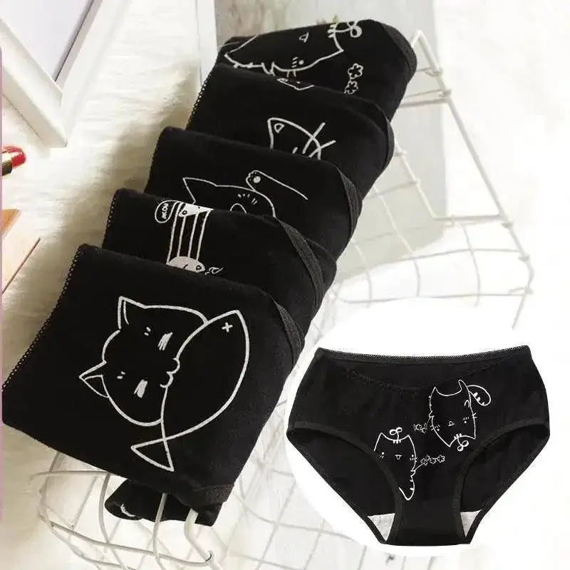 Cotton Cat Print Panties Set For Daily Comfort And Style