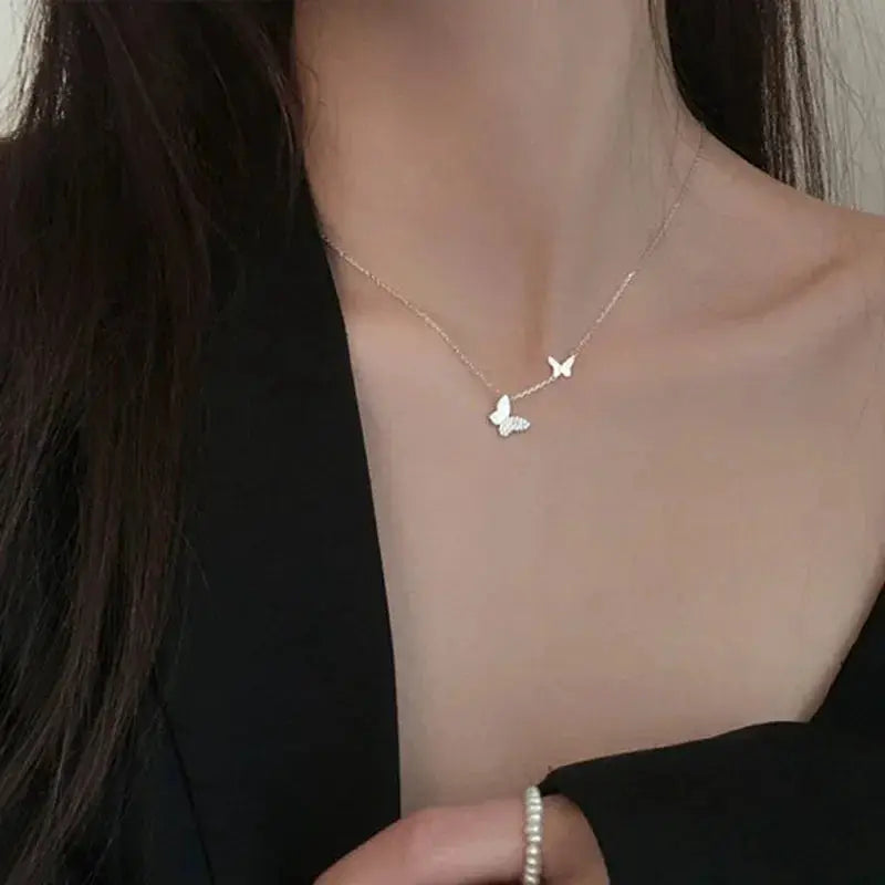 Chic Women Choker Necklace Silver Heart Butterfly Cross
