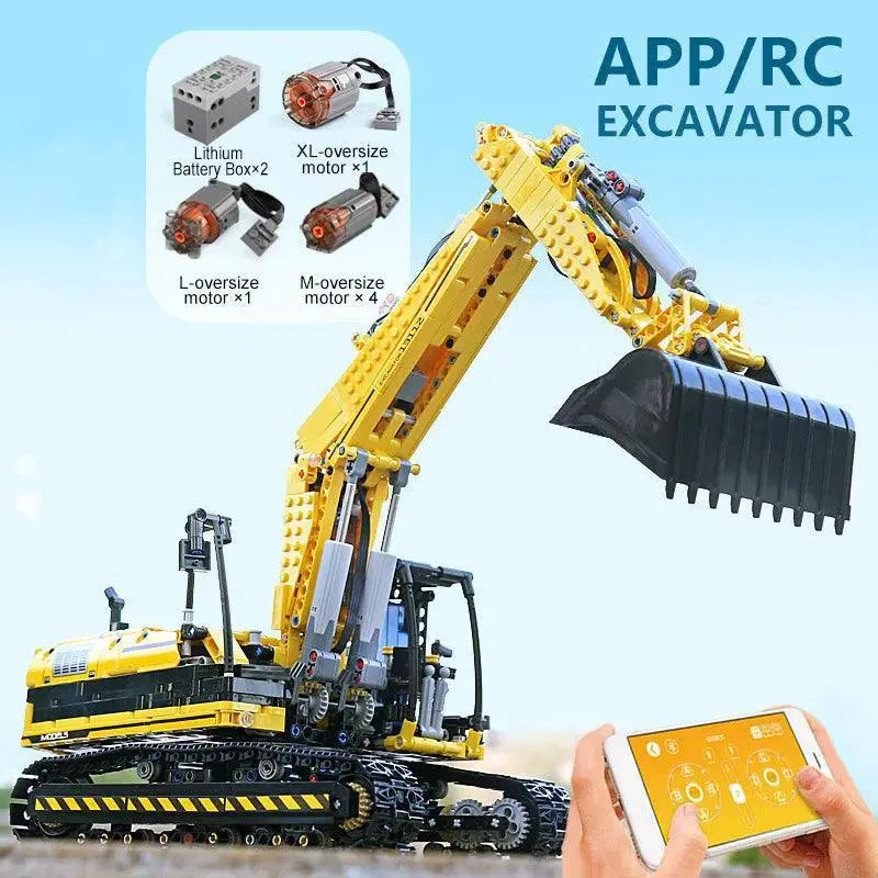 Motorized Excavator Building Kit For Kids Remote Control Fun