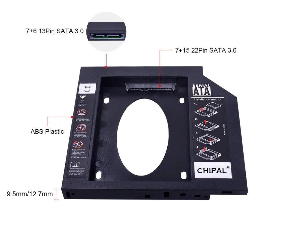 Chipal 2.5 Inch HDD Caddy For Laptop SSD Storage Expansion