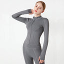 Long Sleeve Sports Jacket Women Zip Fitness Yoga Top