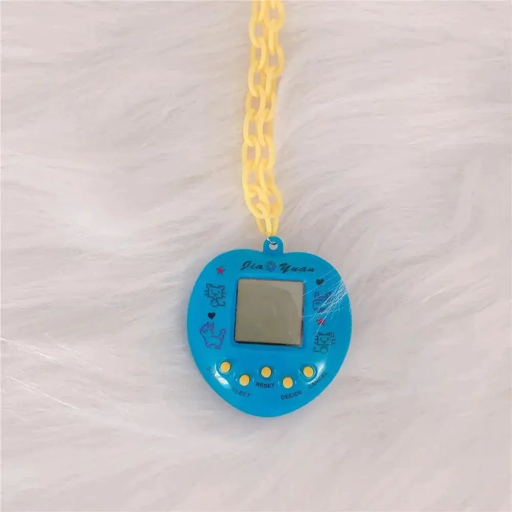 Y2K Electronic Pet Game Pendant Necklace With Rainbow Charms