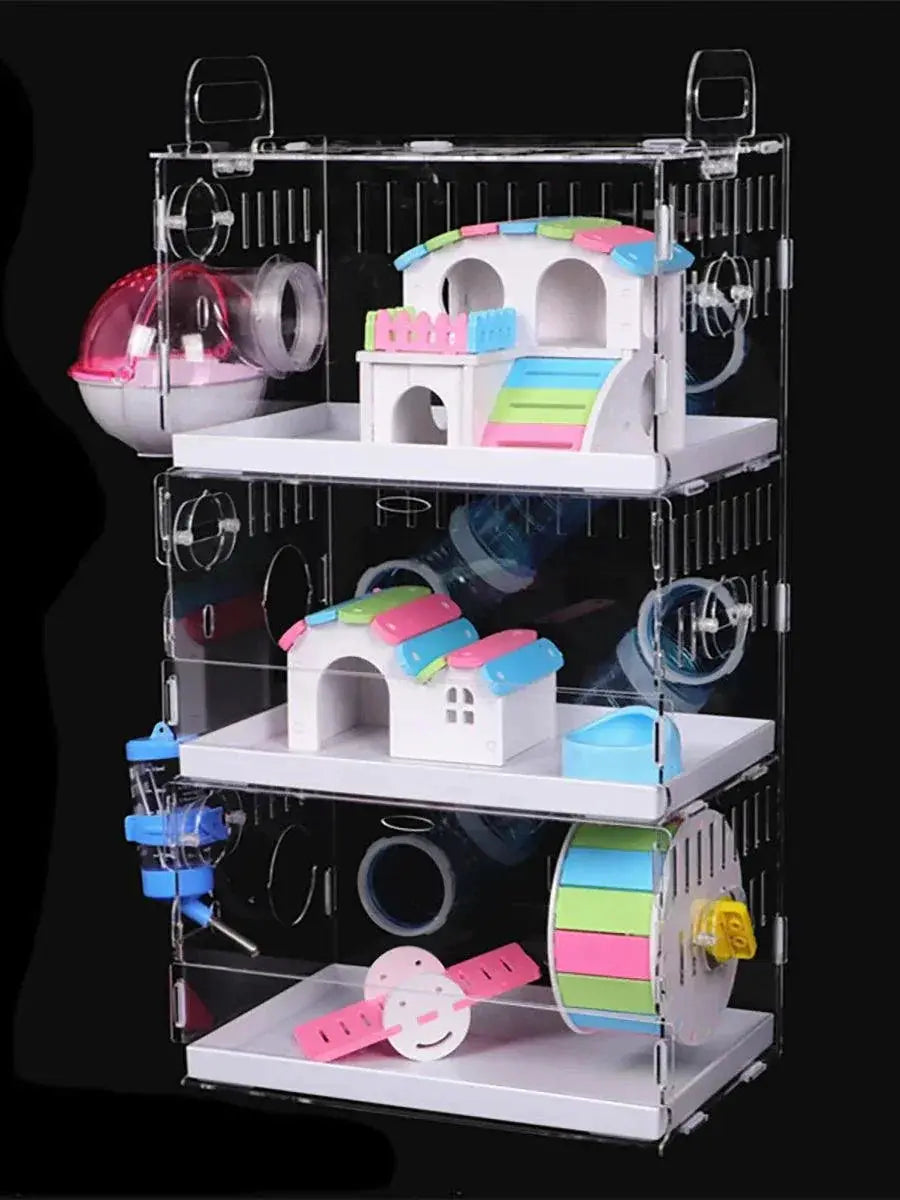 Acrylic Hamster Cage With Villa And Pipes Spacious Living