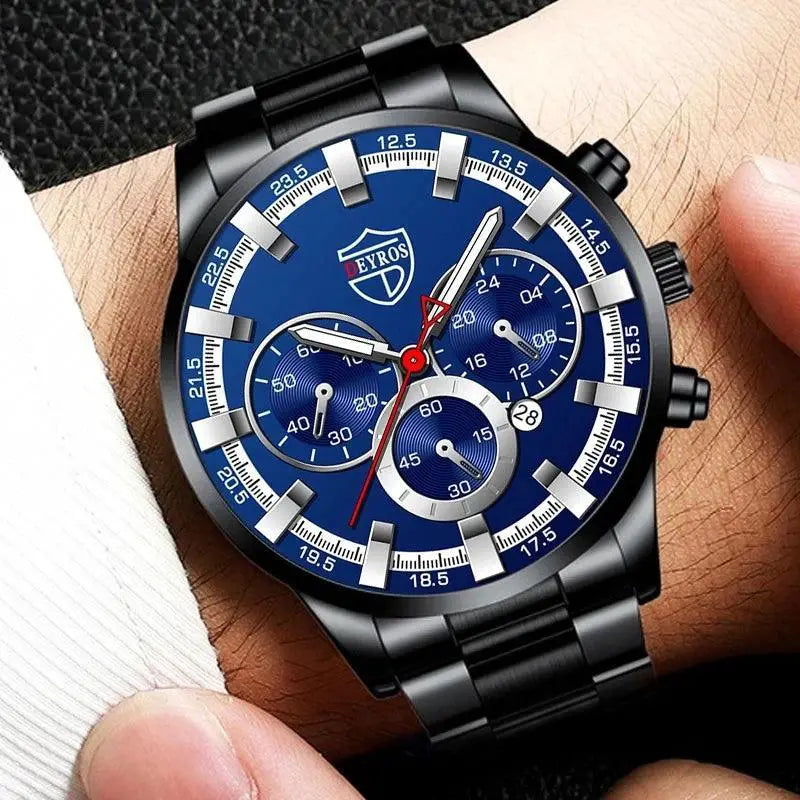 Stainless Steel Calendar Quartz Watch with Luminous Hands