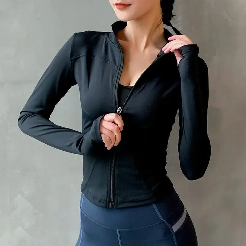 Women Long Sleeve Zip Sports Jacket For Fitness And Yoga