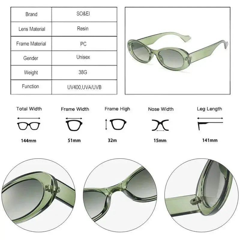 Unisex Vintage Leopard Oval Sunglasses UV400 Protection