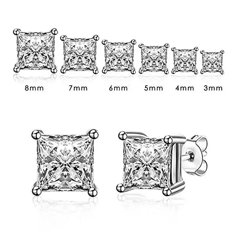 925 Sterling Silver Stud Earrings For Women Diamond Jewelry
