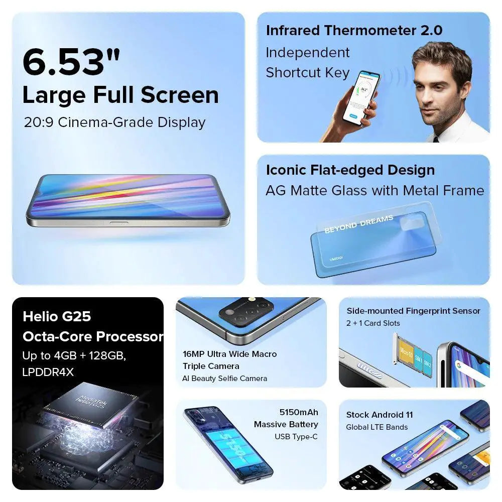 UMIDIGI A11 Android 11 Smartphone 6.53 Inch HD Plus Display