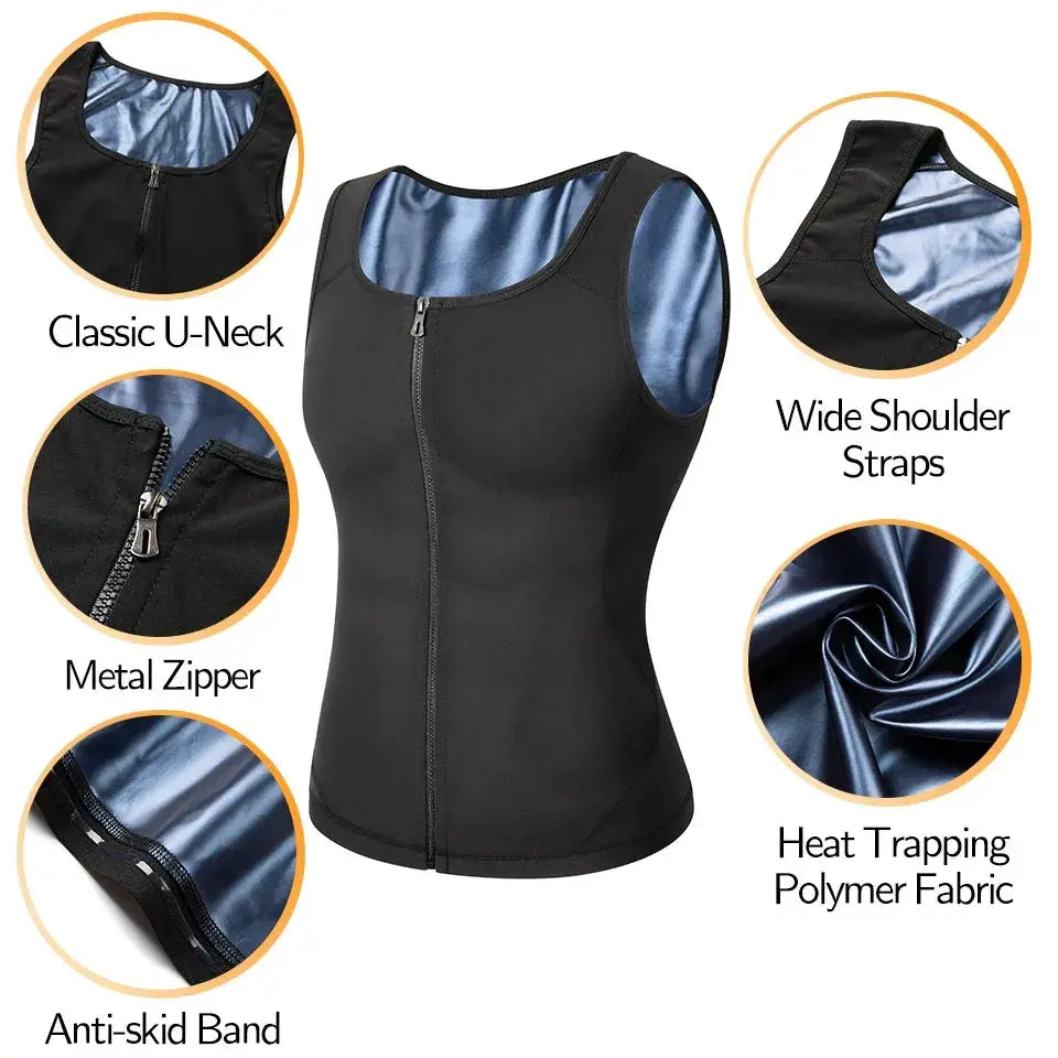 Men Sauna Sweat Vest Waist Trainer Compression Shirt